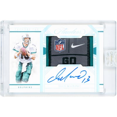 Dan Marino Miami Dolphins Autographed 2023 Panini Flawless Laundry Tag Relic #LTS-DMA #3/3 Card