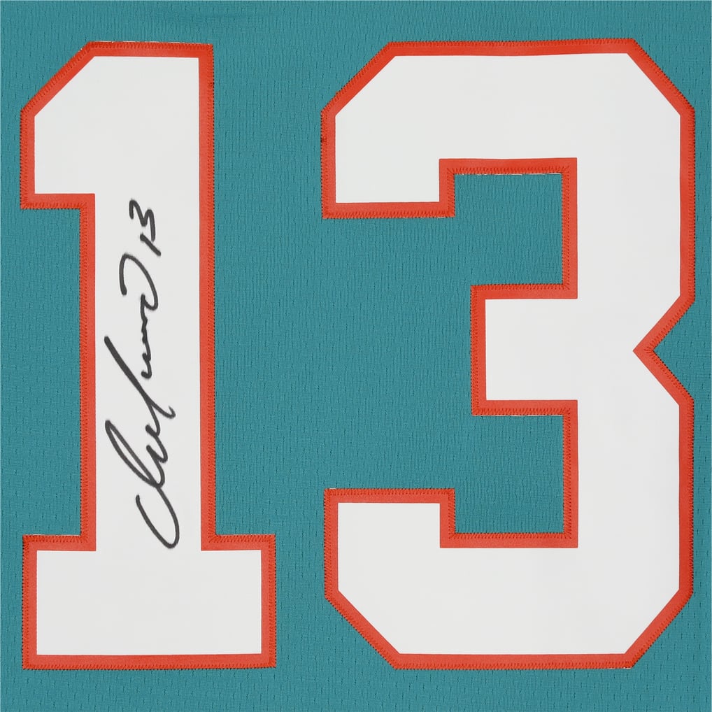 Dan Marino Miami Dolphins Autographed Fanatics Authentic  Mitchell & Ness Aqua Replica Jersey
