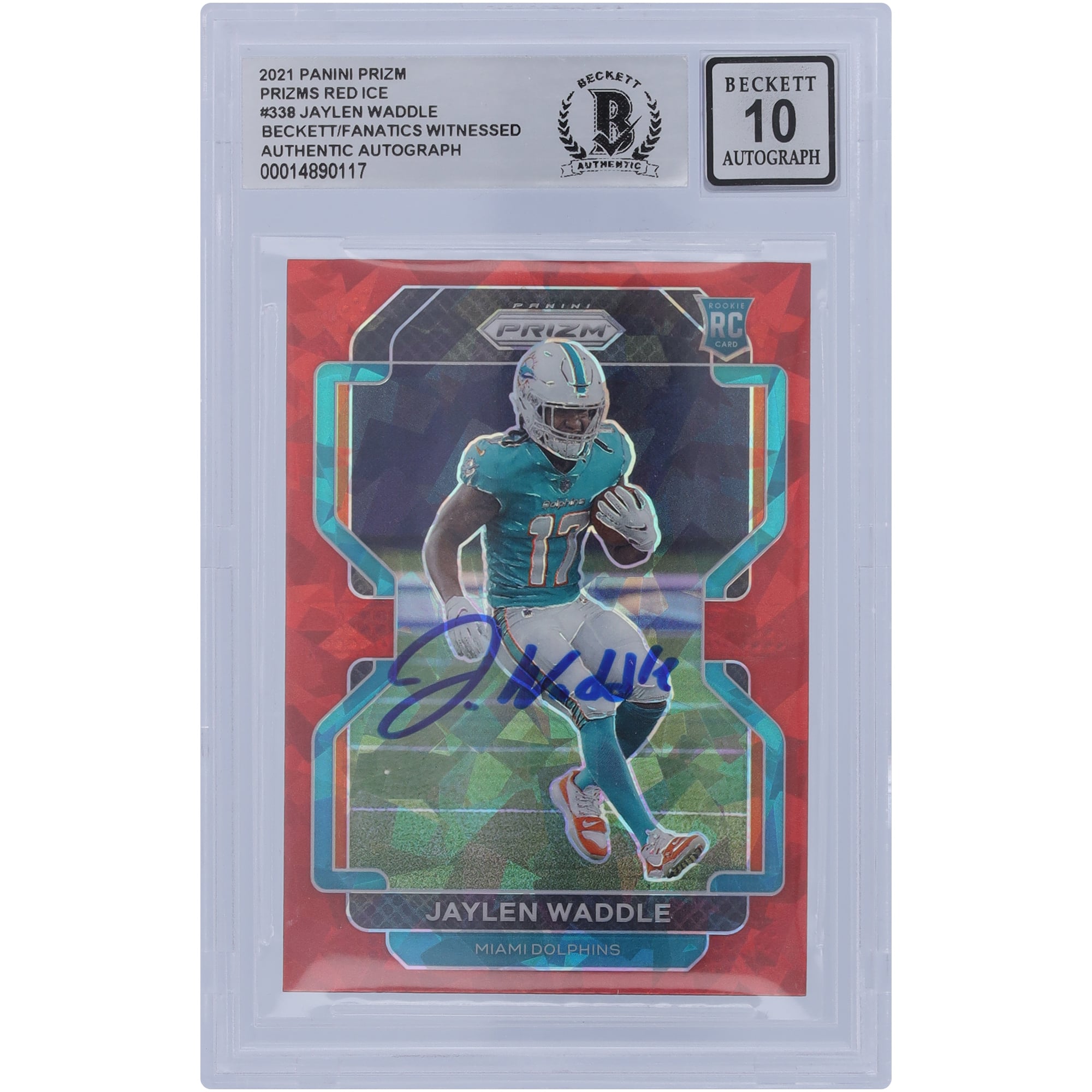 Jaylen Waddle Miami Dolphins Autographed 2021 Panini Prizm Red Ice