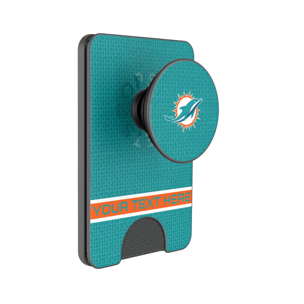 Miami Dolphins Keyscaper Personalized Endzone Solid PopSockets Magnetic Wallet