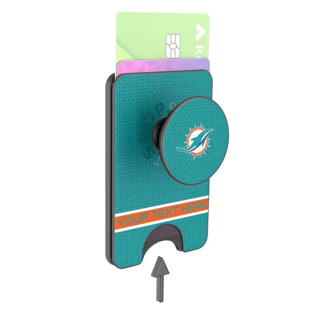 Miami Dolphins Keyscaper Personalized Endzone Solid PopSockets Magnetic Wallet