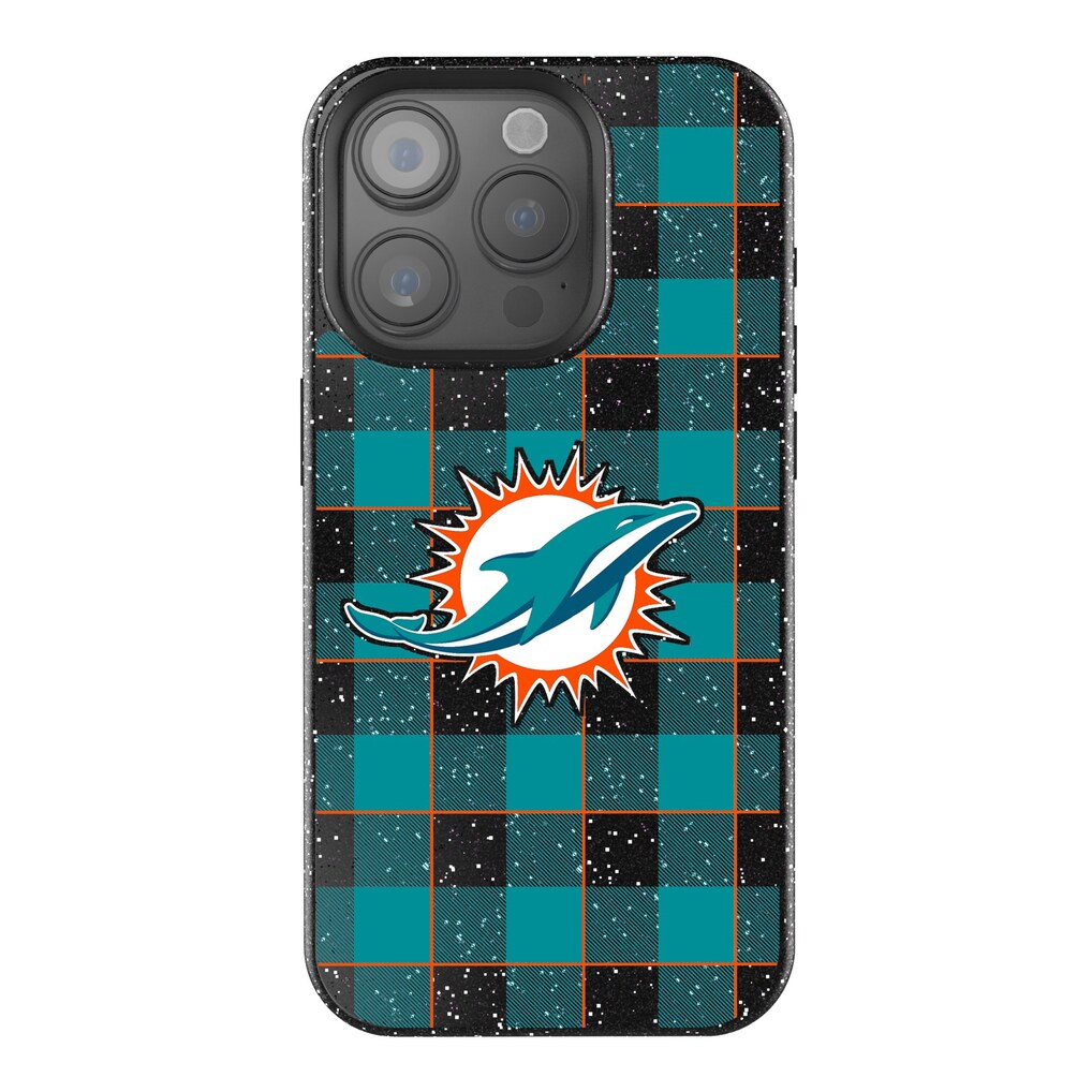 Miami Dolphins Keyscaper Plaid Bling iPhone Case