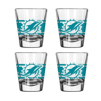 Miami Dolphins Logo Brands Four-Piece Stripe Shot Glass Set