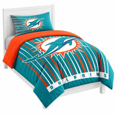 Miami Dolphins Logo Brands Momentum Two-Piece Twin Bedding Set