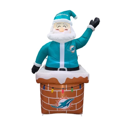 Miami Dolphins Logo Brands Santa in Chimney Yard Inflatable