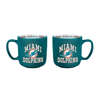 Miami Dolphins Logo Brands Two-Piece 15oz. Stripe Mug Set
