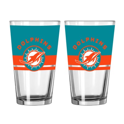 Miami Dolphins Logo Brands Two-Piece 16oz. Horizon Pint Glass Set