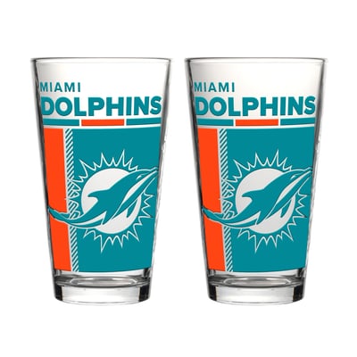 Miami Dolphins Logo Brands Two-Piece 16oz. Pint Glass Set