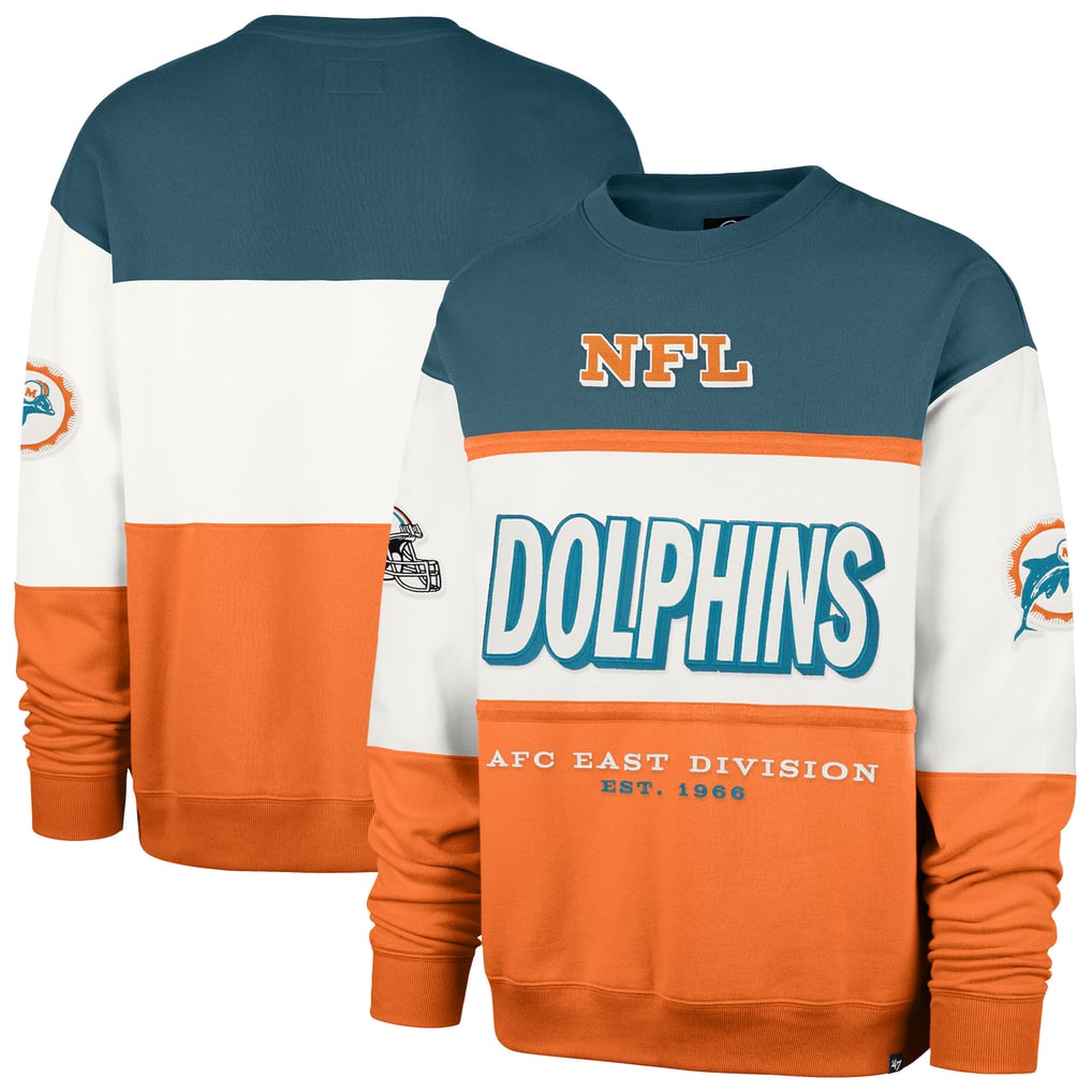  Miami Dolphins '47 Throwback Breeze Maximalist Sweatshirt - Aqua/Orange