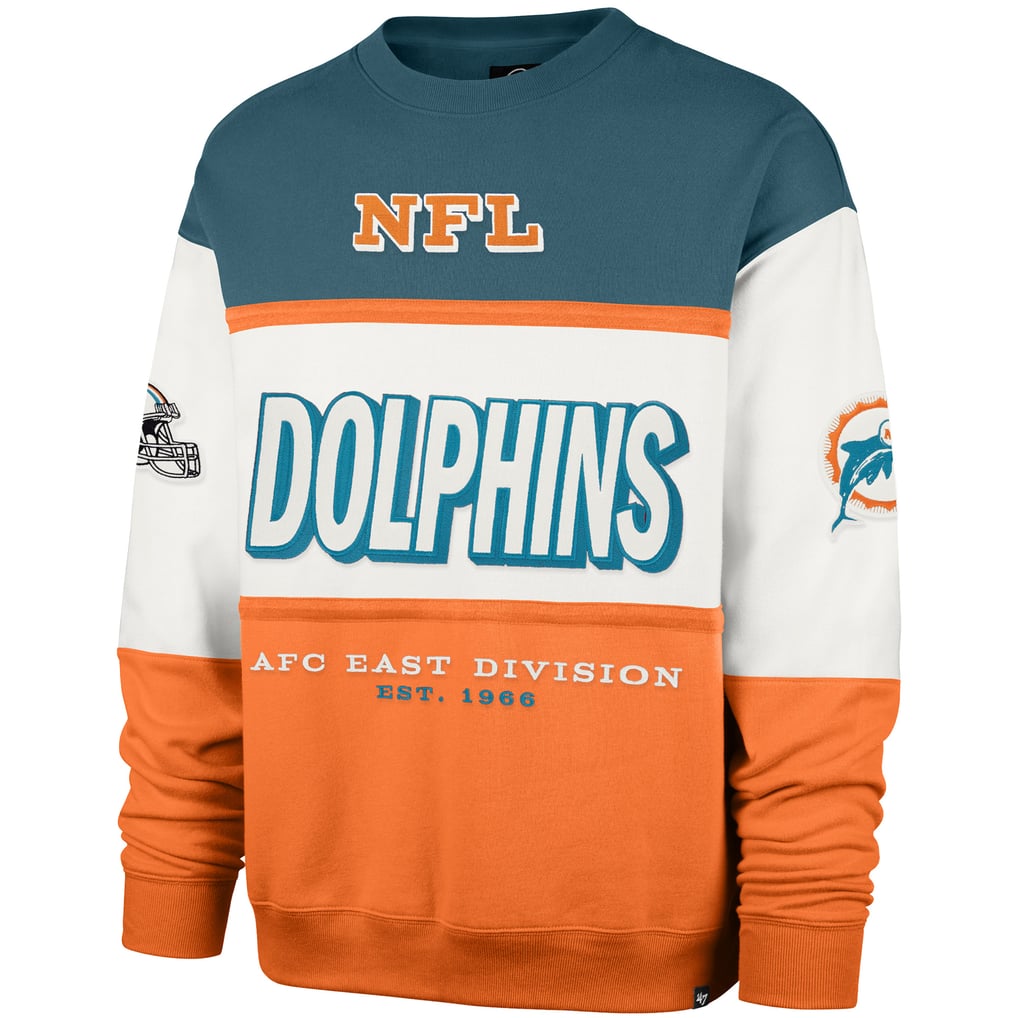  Miami Dolphins '47 Throwback Breeze Maximalist Sweatshirt - Aqua/Orange