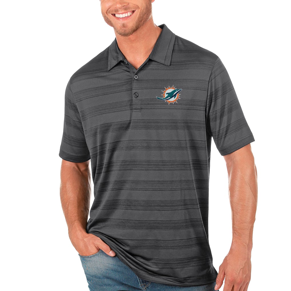 Miami Dolphins Antigua Compass Polo - Charcoal