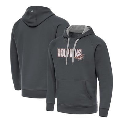 Miami Dolphins Antigua Woodland Camo Victory Hoodie - Charcoal