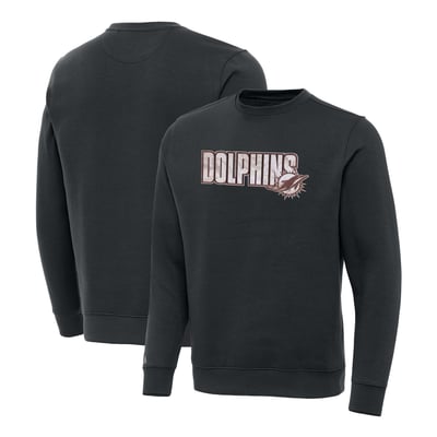 Miami Dolphins Antigua Woodland Camo Victory Sweatshirt - Charcoal