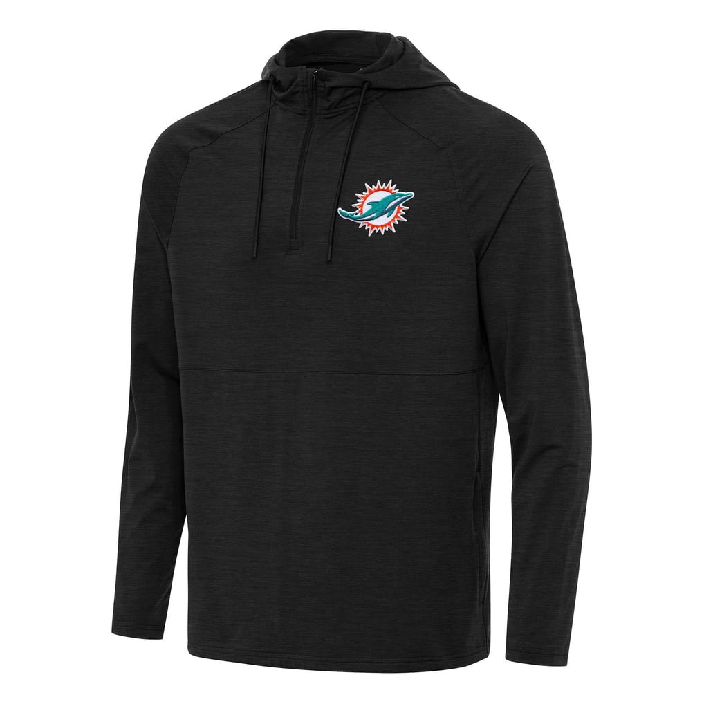  Miami Dolphins Antigua Spikes Quarter-Zip Pullover Hoodie - Heather Black