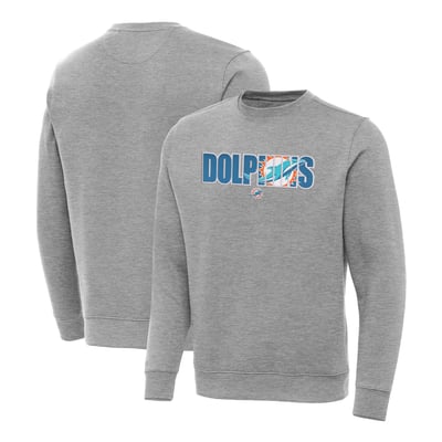 Miami Dolphins Antigua Impact Victory Sweatshirt - Heather Gray