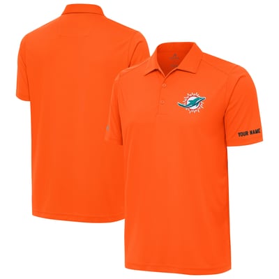 Miami Dolphins Antigua  Personalized Tribute Polo - Orange
