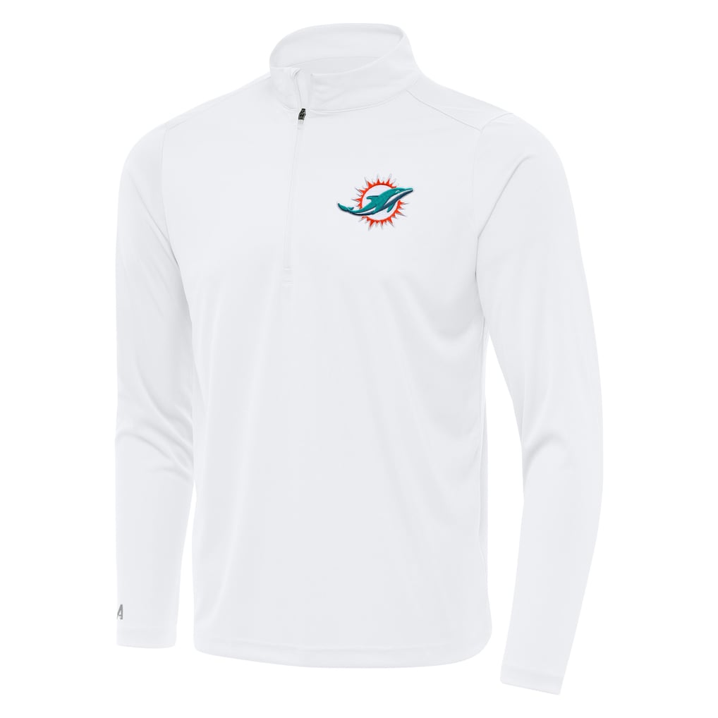 Miami Dolphins Antigua  Personalized Tribute Quarter-Zip Pullover - White