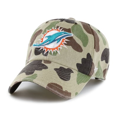 Miami Dolphins Carhartt x '47 Clean Up Adjustable Hat - Duck Camo