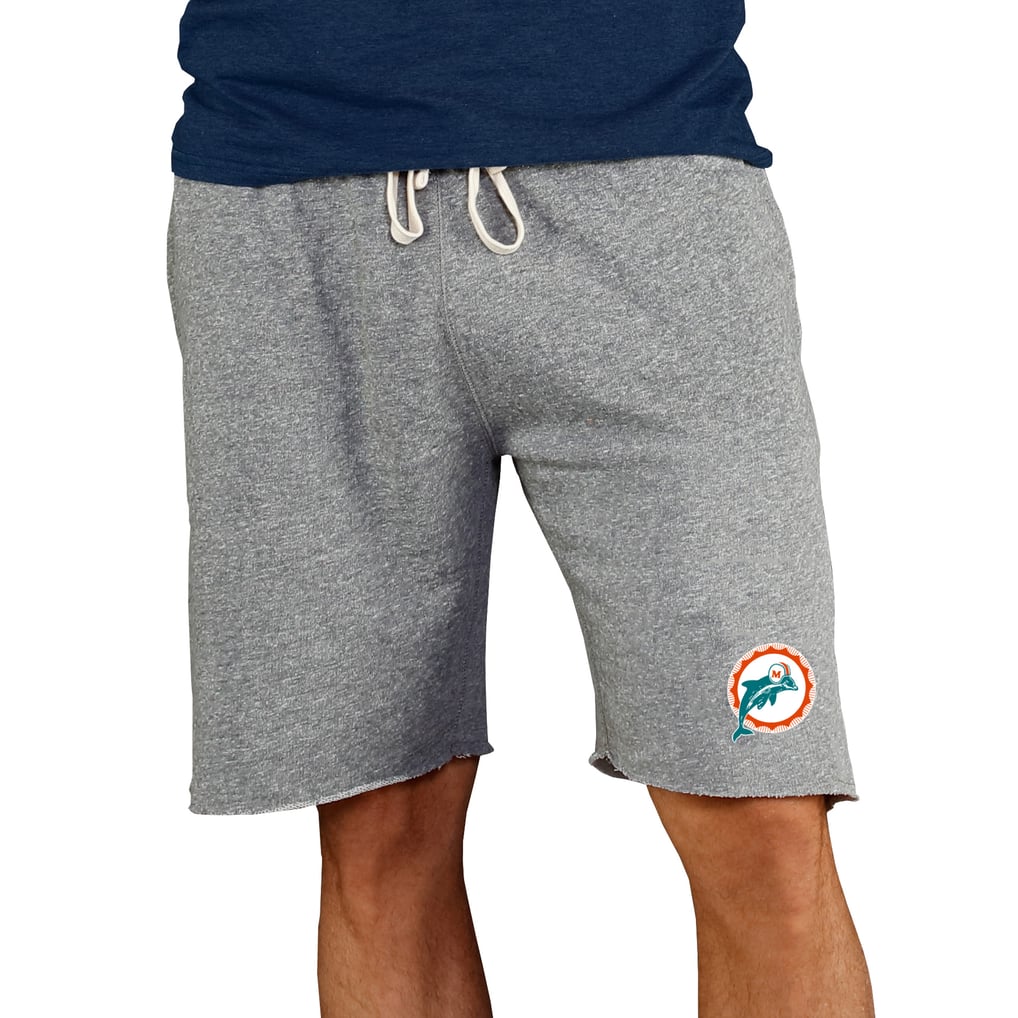 Miami Dolphins Concepts Sport Throwback Logo Mainstream Terry Shorts - Gray
