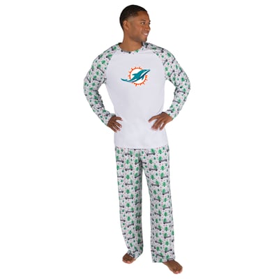 Miami Dolphins Concepts Sport Frostbite Knit Long Sleeve Top & Pants Sleep Set - White