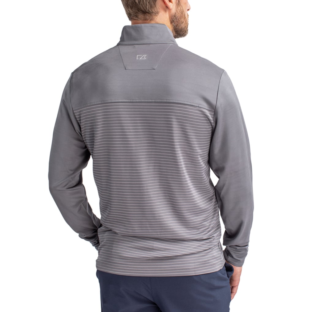 Miami Dolphins Cutter & Buck Traverse Stripe Quarter-Zip Pullover Jacket - Gray