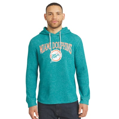Miami Dolphins Darius Rucker Collection by Fanatics Waffle Knit Hooded Tri-Blend Long Sleeve T-Shirt - Aqua