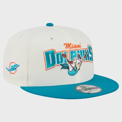 Miami Dolphins Disney x New Era King Triton 9FIFTY Snapback Hat - Cream/Aqua