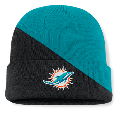 Miami Dolphins Fanatics Tilt Cuffed Knit Hat - Aqua/Black