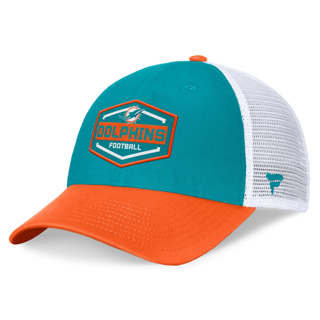 Miami Dolphins Fanatics Bench Trucker Adjustable Hat - Aqua/Orange