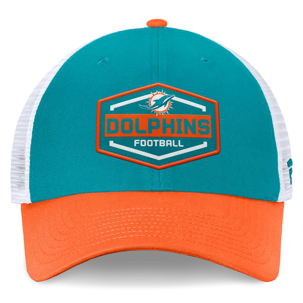Miami Dolphins Fanatics Bench Trucker Adjustable Hat - Aqua/Orange