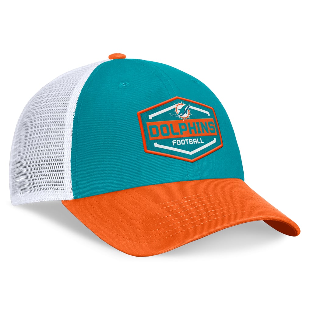 Miami Dolphins Fanatics Bench Trucker Adjustable Hat - Aqua/Orange