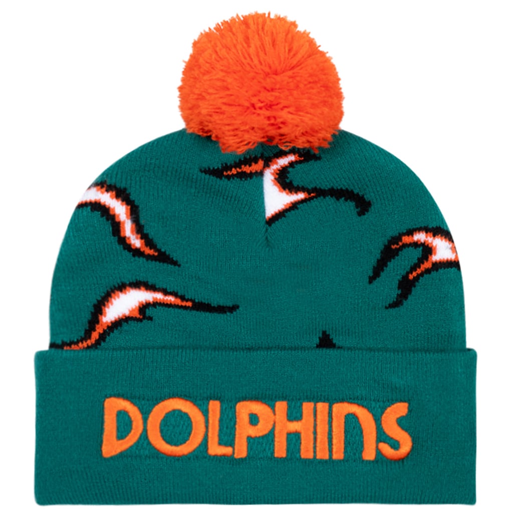 Miami Dolphins GOLF WANG Flame Cuffed Knit Hat with Pom - Aqua