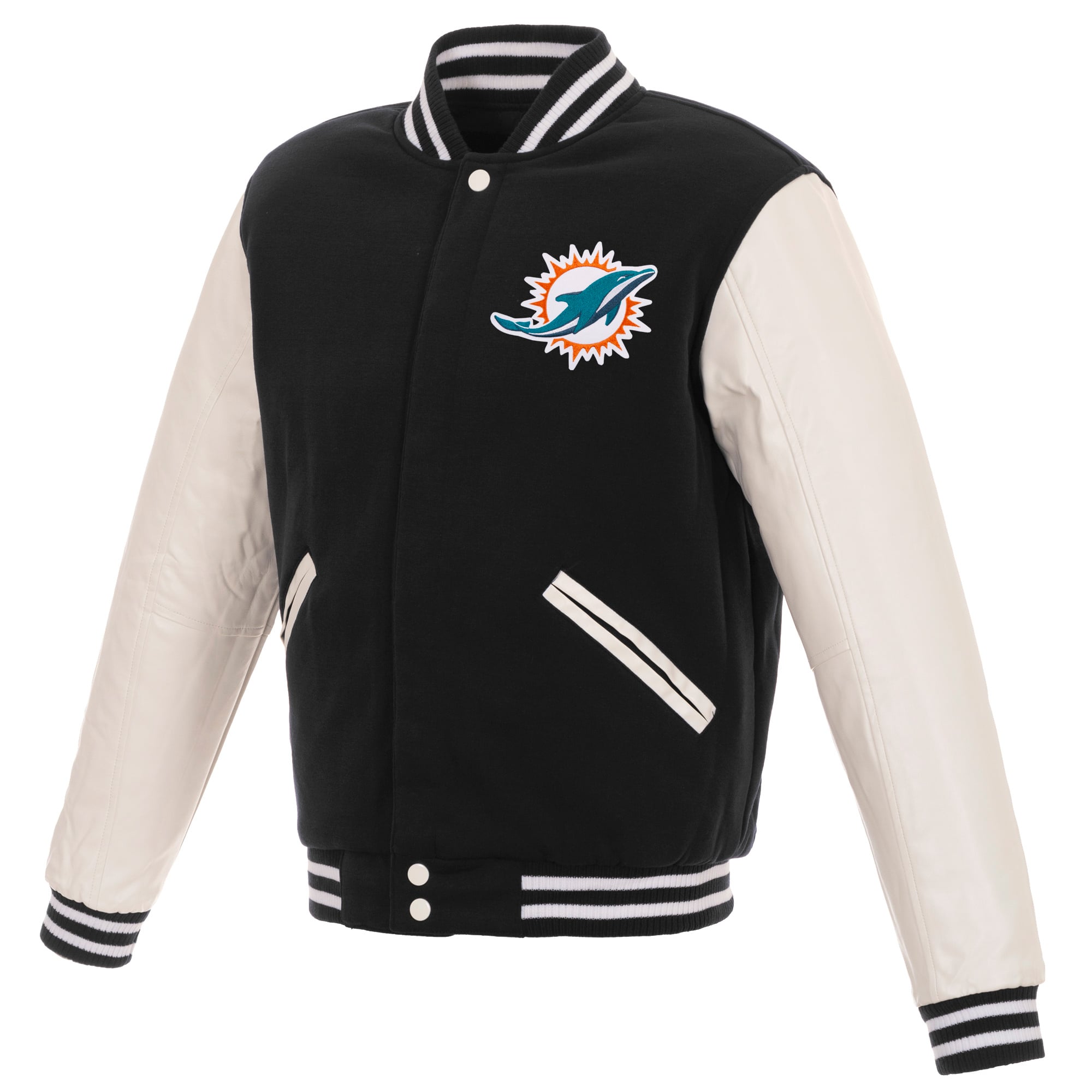 Men's JH Design Black/White Miami Dolphins 19 Mens Reversible