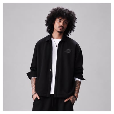 Miami Dolphins Levelwear Luxe Tri-Blend Full-Button Shirt Jacket - Black