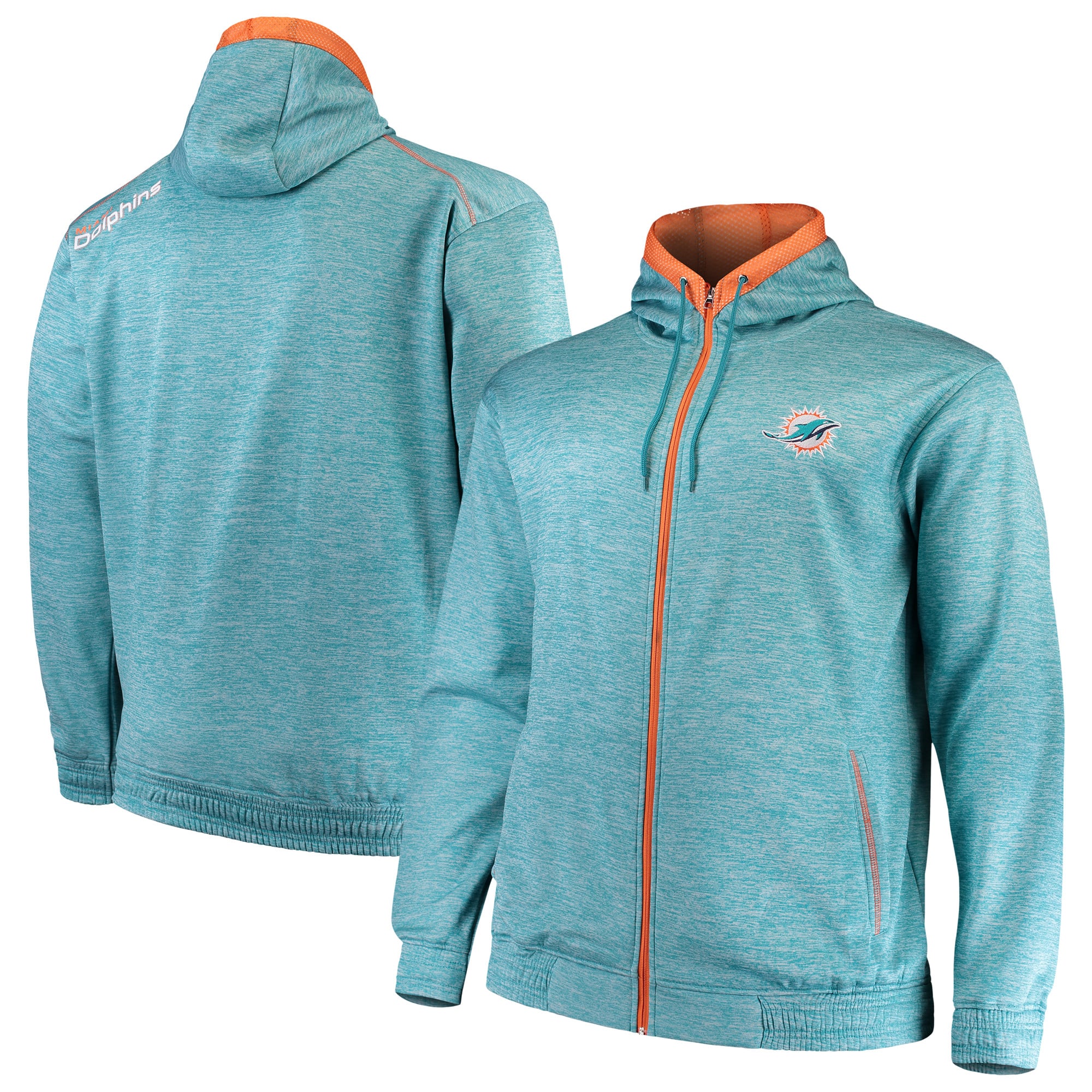Men's Majestic Aqua Miami Dolphins Big & Tall Space Dye Full-Zip