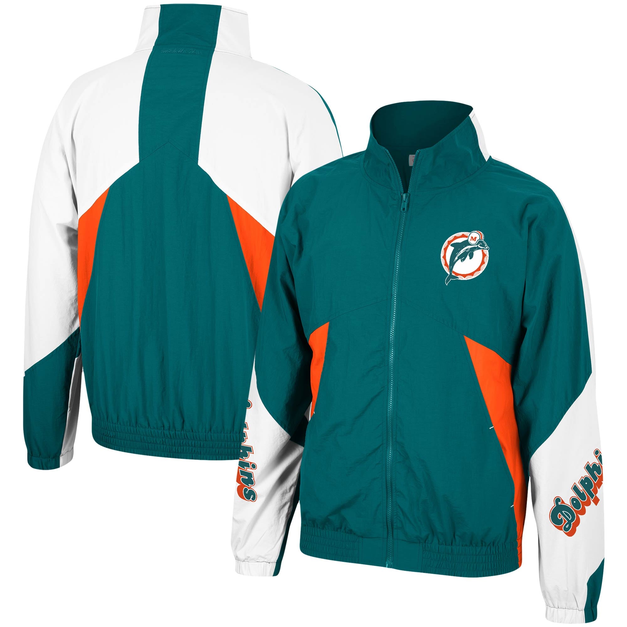 Men's Miami Dolphins Mitchell & Ness Aqua Midseason Windbreaker