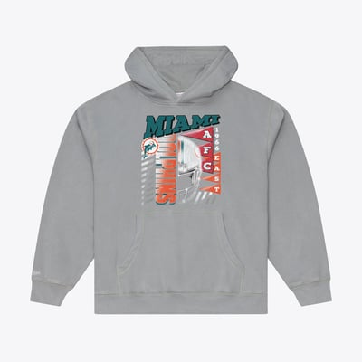  Miami Dolphins Mitchell & Ness Core Essentials Street Graphic Fleece Hoodie - Gray