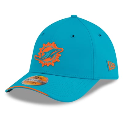 Miami Dolphins New Era 2026 Sideline 39THIRTY M-Crown Flex Hat - Aqua