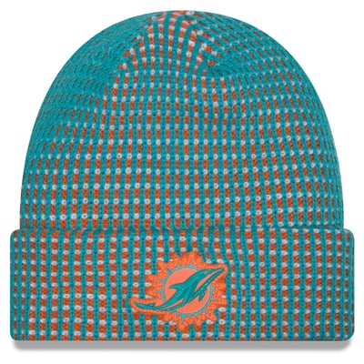 Miami Dolphins New Era 2026 Sideline Cold Weather  Cuffed Knit Hat - Aqua