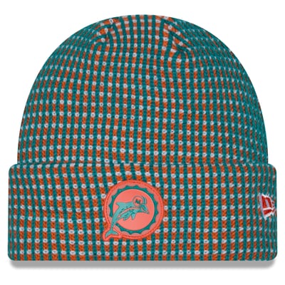 Miami Dolphins New Era 2026 Sideline Cold Weather  Cuffed Knit Hat - Aqua