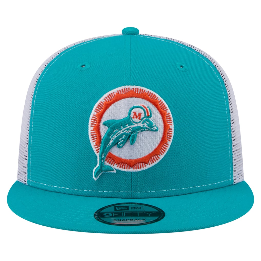  Miami Dolphins New Era Core Team 9FIFTY Trucker Snapback Hat - Aqua