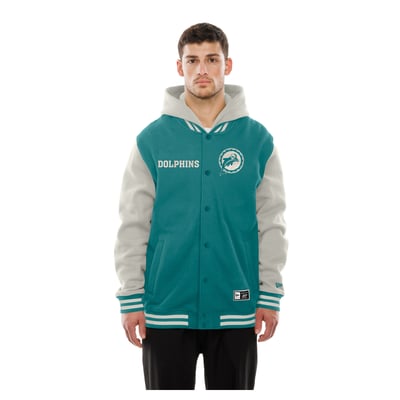  Miami Dolphins New Era Full-Snap Fleece Hooded Jacket - Aqua/Gray