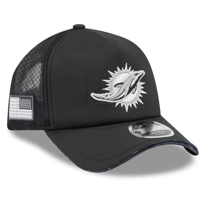 Miami Dolphins New Era 2026 Salute To Service Apex 9FORTY Adjustable Trucker Hat - Black