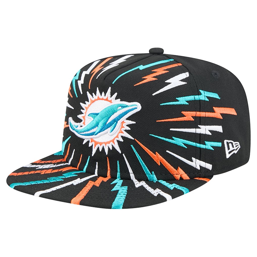 Miami Dolphins New Era Bolt A-Frame 9FIFTY Snapback Hat - Black