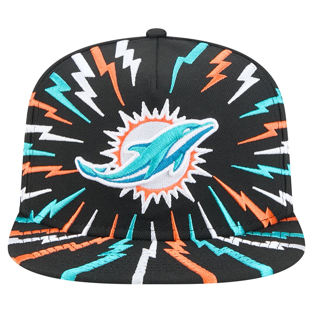 Miami Dolphins New Era Bolt A-Frame 9FIFTY Snapback Hat - Black
