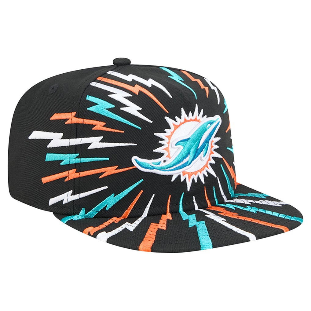 Miami Dolphins New Era Bolt A-Frame 9FIFTY Snapback Hat - Black