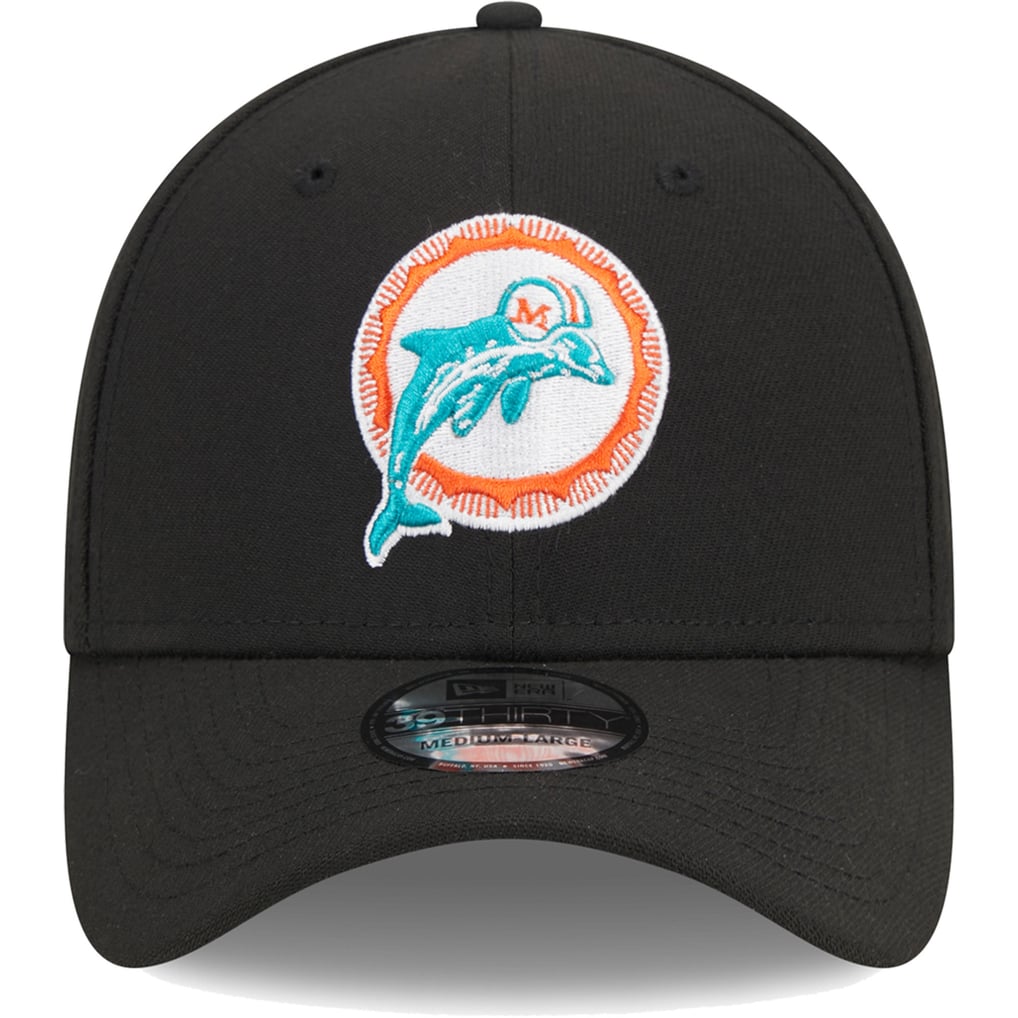 Miami Dolphins New Era Throwback Main 39THIRTY Flex Hat - Black