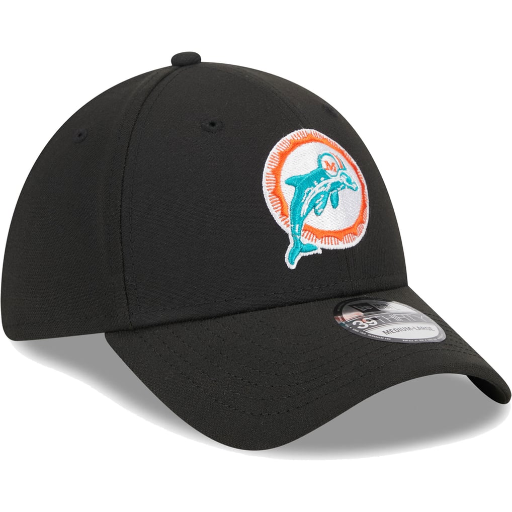Miami Dolphins New Era Throwback Main 39THIRTY Flex Hat - Black