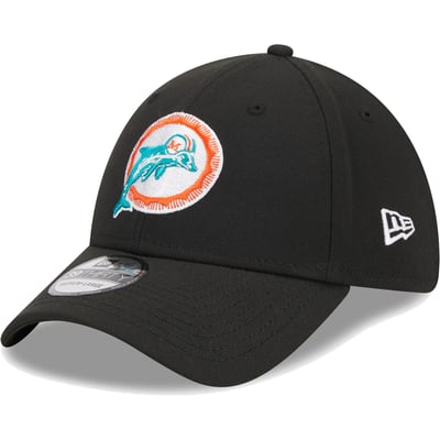 Miami Dolphins New Era Throwback Main 39THIRTY Flex Hat - Black