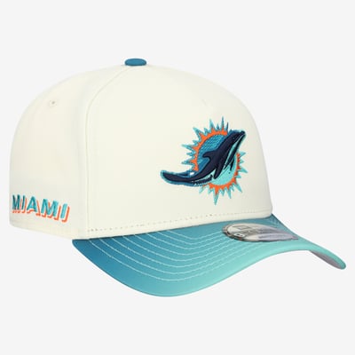  Miami Dolphins New Era Rivalries Collection 9FORTY A-Frame Adjustable Hat - Cream